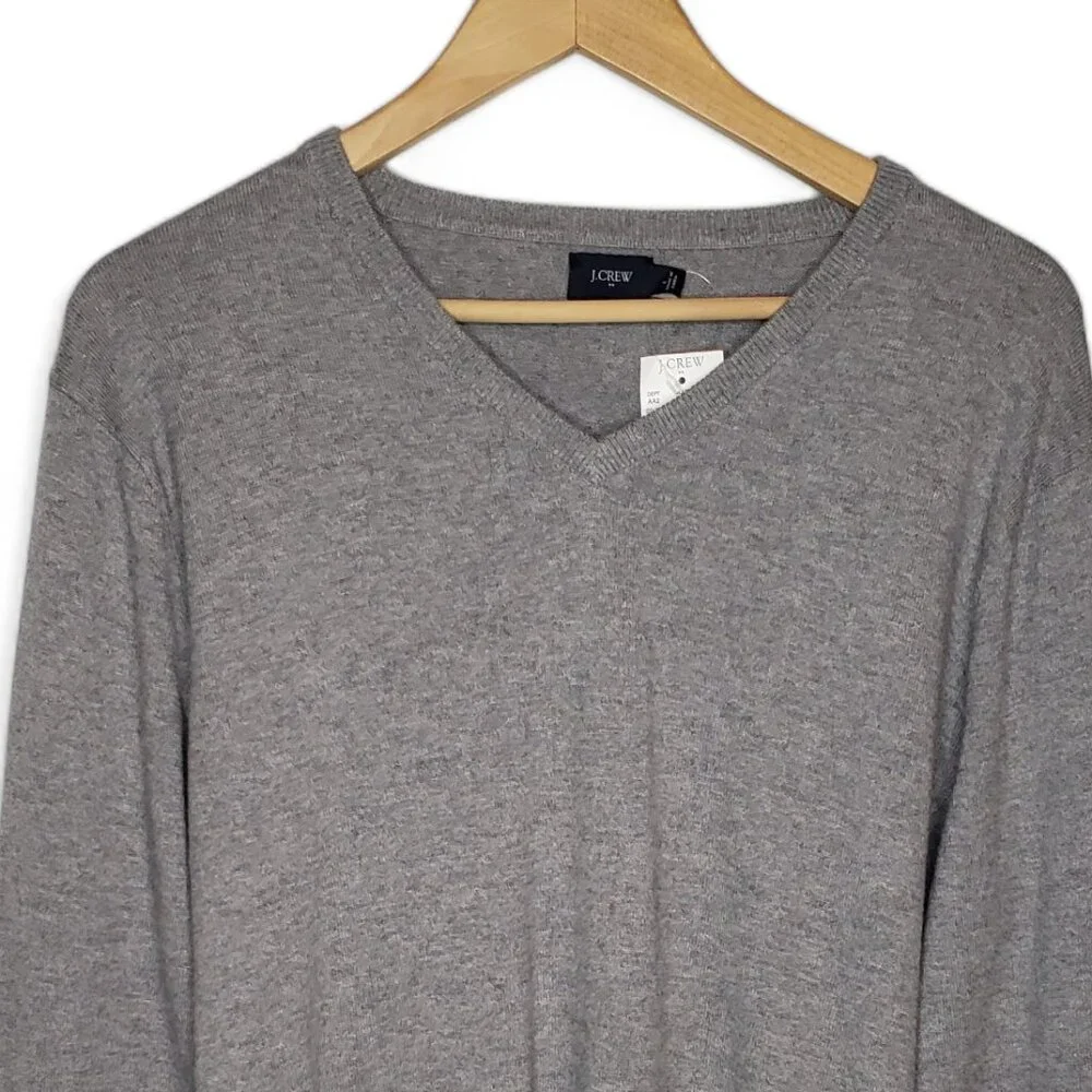 NWT J Crew Merino Blend V Neck Sweater Men's Harbor Slim Preppy Overshirt Grey L